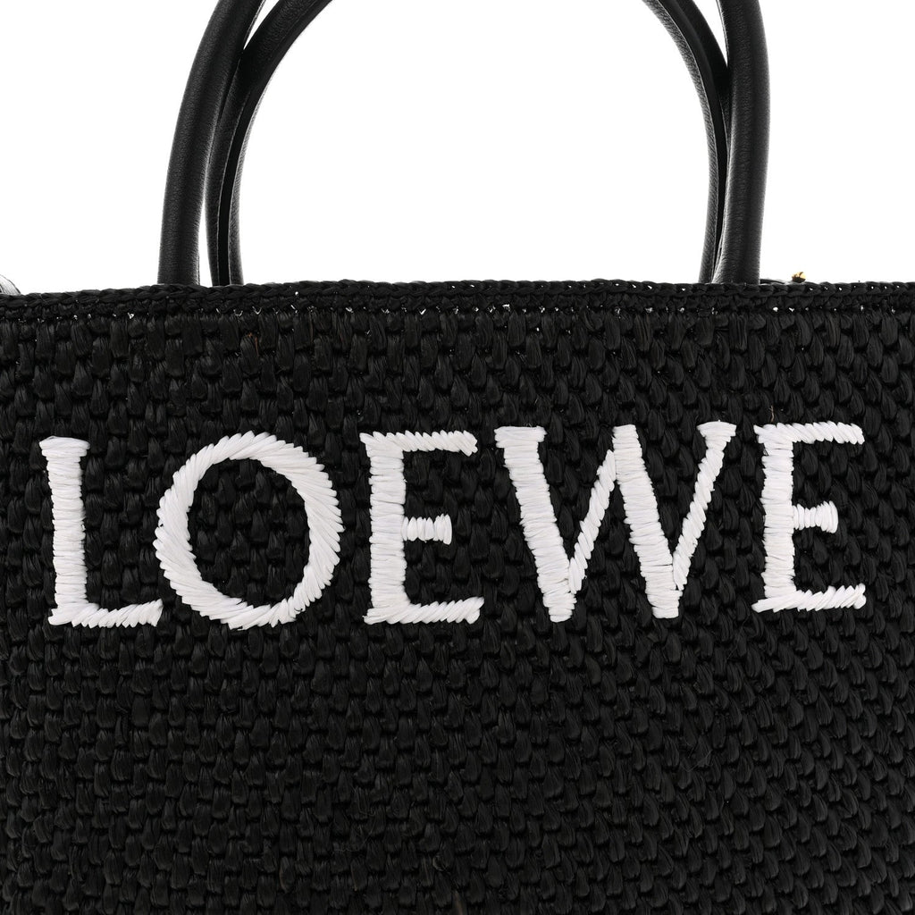 Raffia Calfskin Standard A4 Tote Bag Black