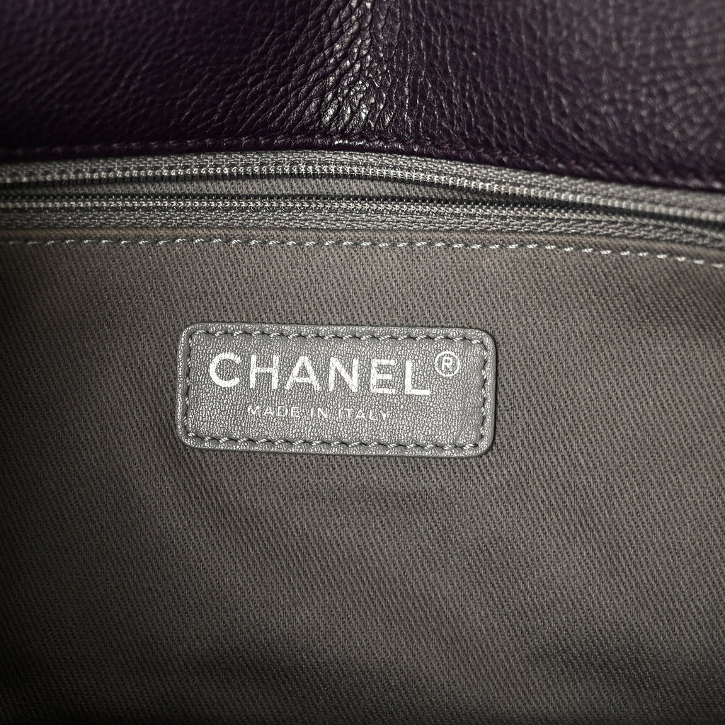 Calfskin Crystal Embossed Medium Boy Flap Plum