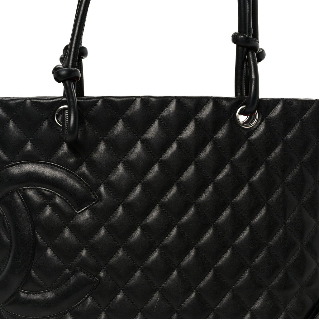 Calfskin Quilted Large Cambon Tote Black