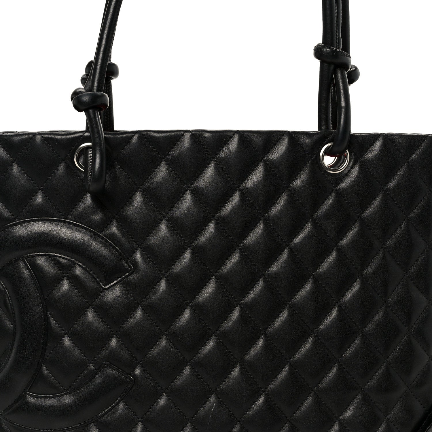 Calfskin Quilted Large Cambon Tote Black