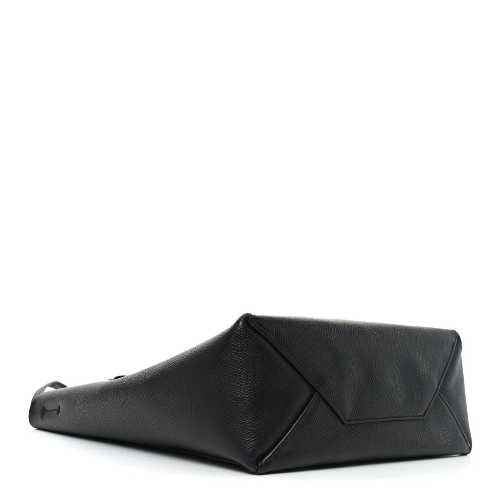 Grained Calfskin Small Vertical Cabas Black