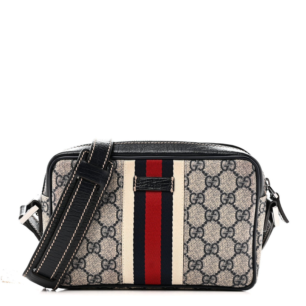 GG Supreme Monogram Web Small Shoulder Bag Navy