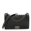 Lambskin Quilted New Medium Boy Flap Black