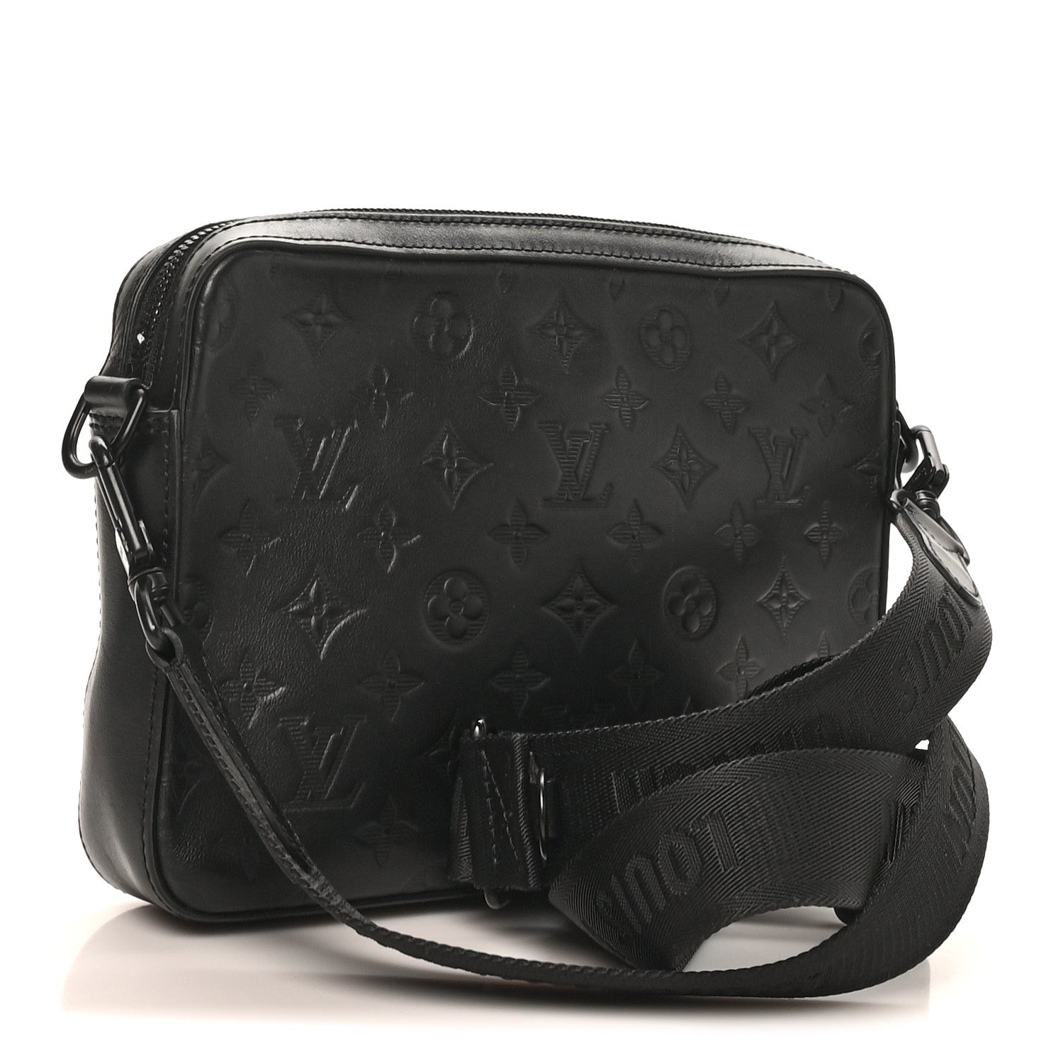 Calfskin Monogram Shadow Duo Messenger Black