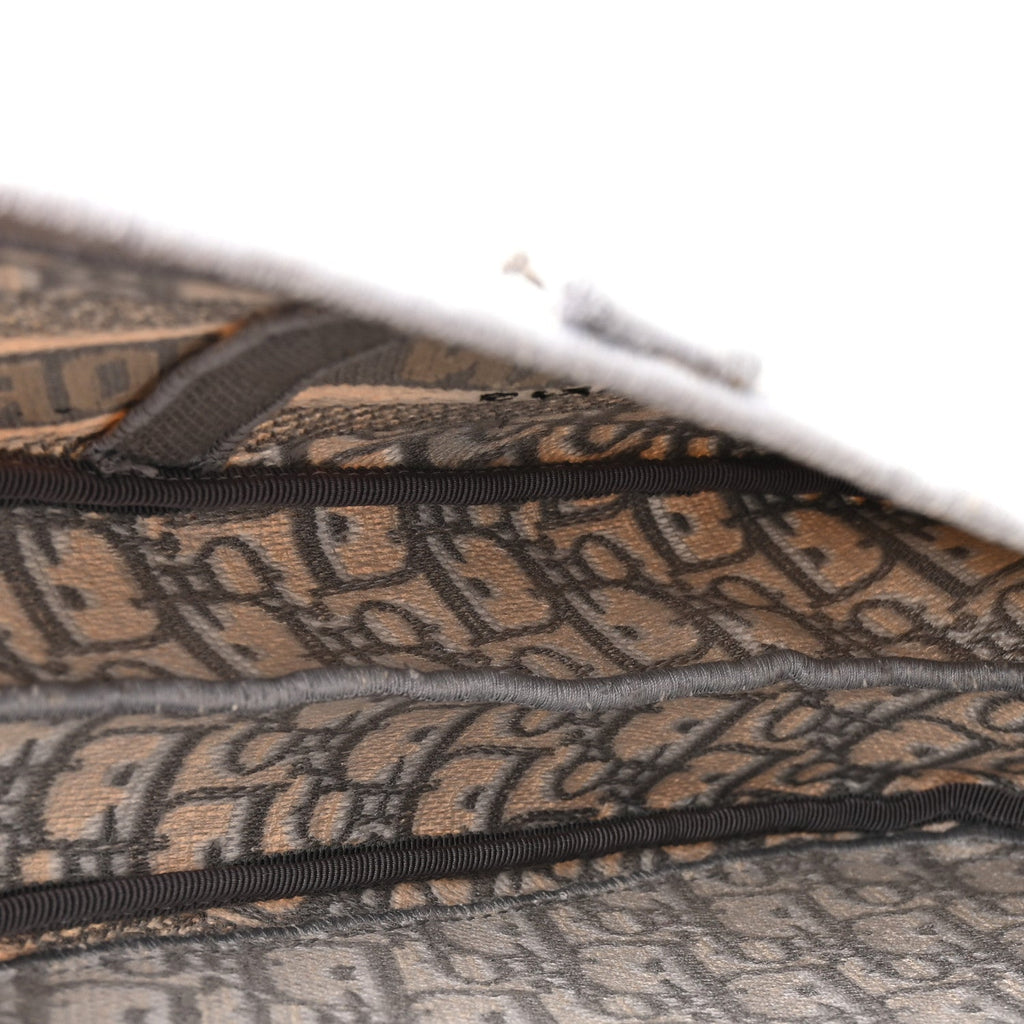Oblique Embroidered Saddle Bag Gray