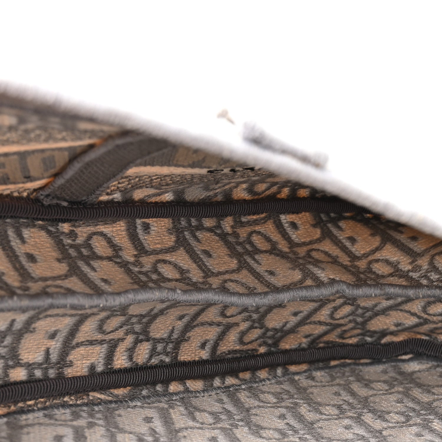 Oblique Embroidered Saddle Bag Gray