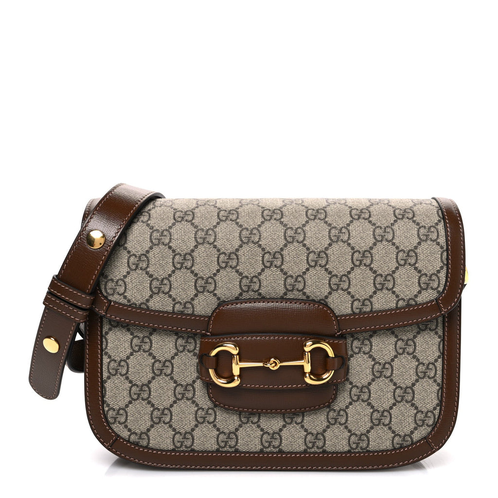 GG Supreme Monogram Horsebit 1955 Shoulder Bag Beige Brown Sugar