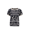 Chanel Size 40 18C Pullover Cotton/ Viscose Navy/Ecru