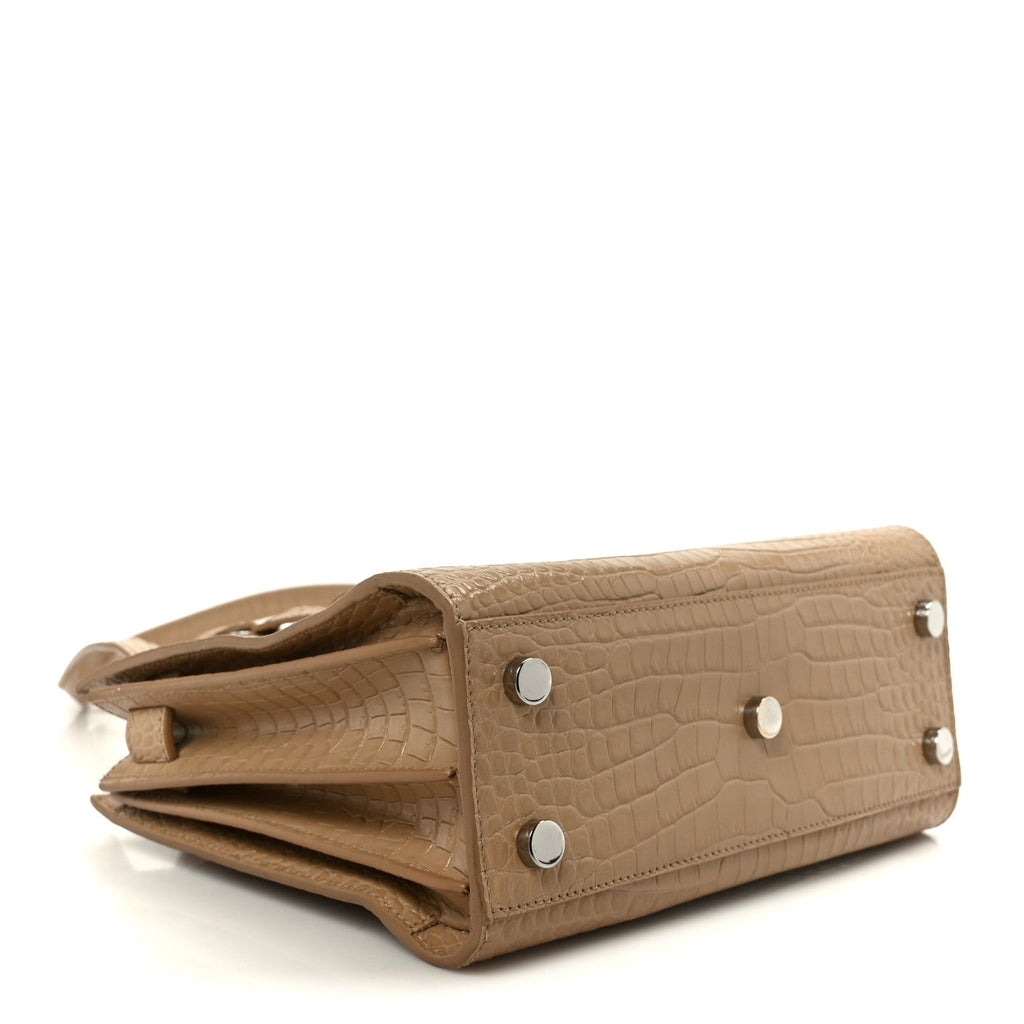 Calfskin Crocodile Embossed Nano Sac De Jour Brown
