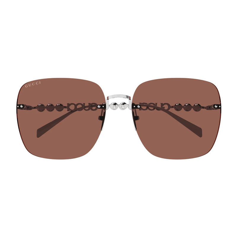 Gucci Sunglasses Square Rimless, Gold Frame and Brown Lens GG1923SA003