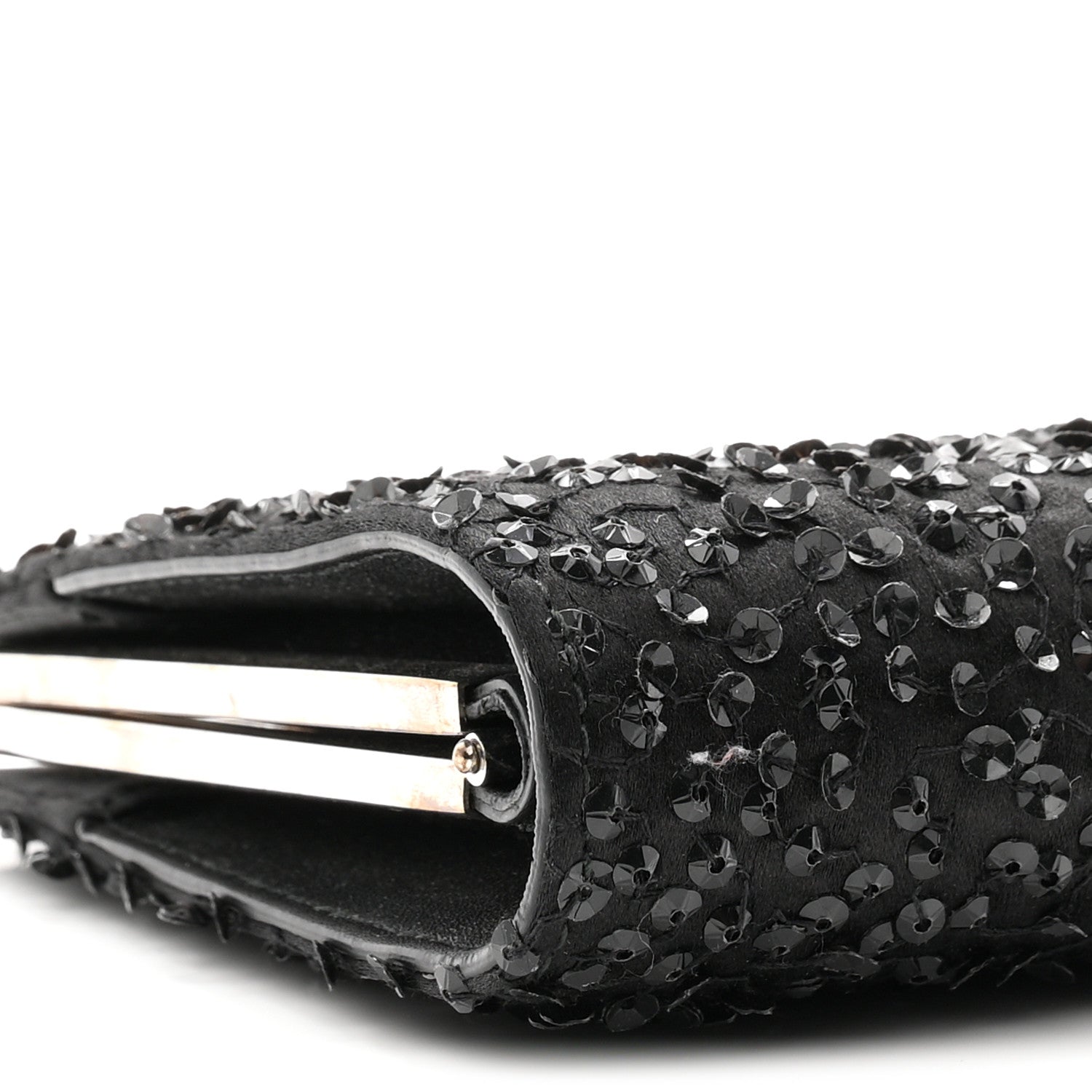 Satin Sequin Kameron Clutch Black