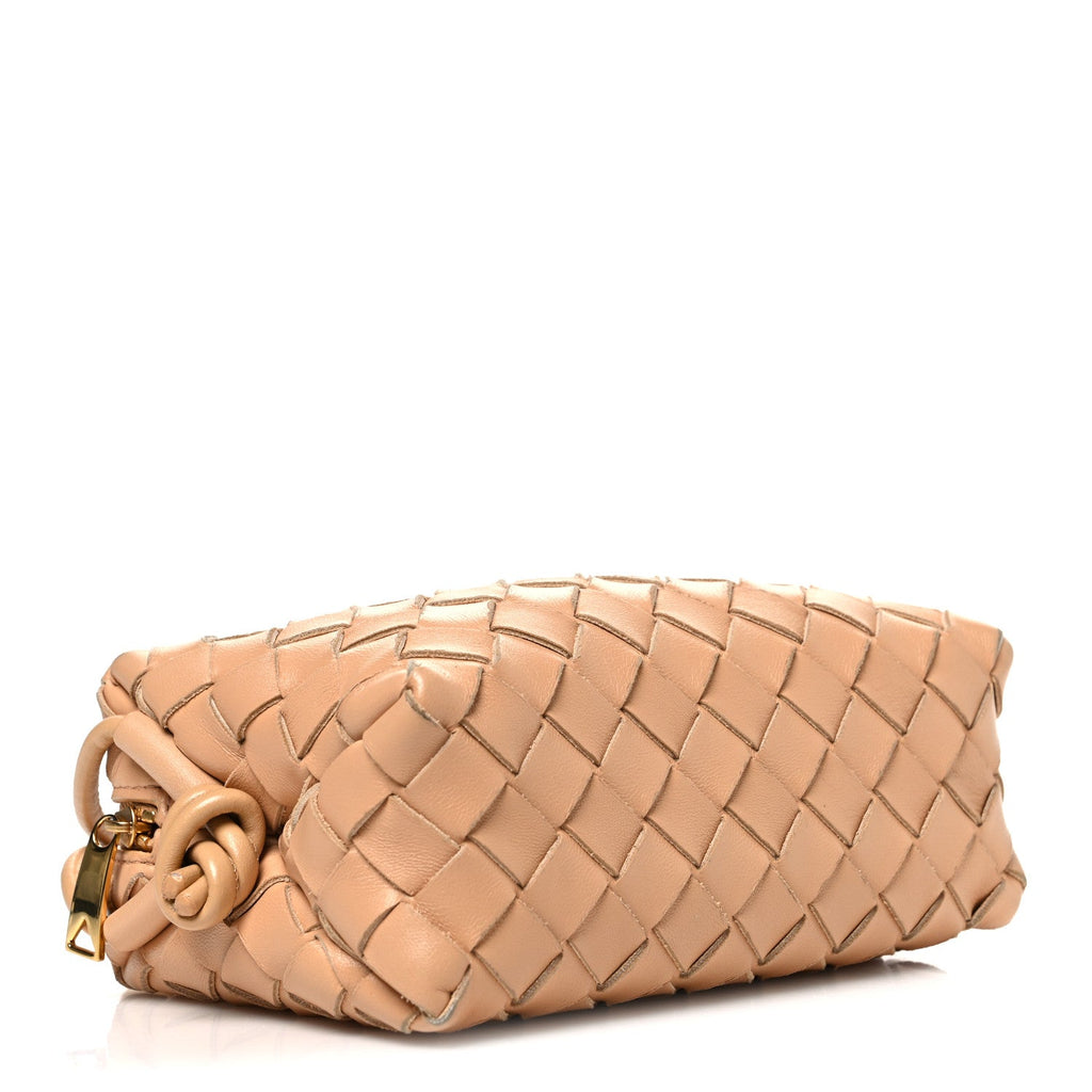 Nappa Intrecciato Mini Loop Camera Bag Almond