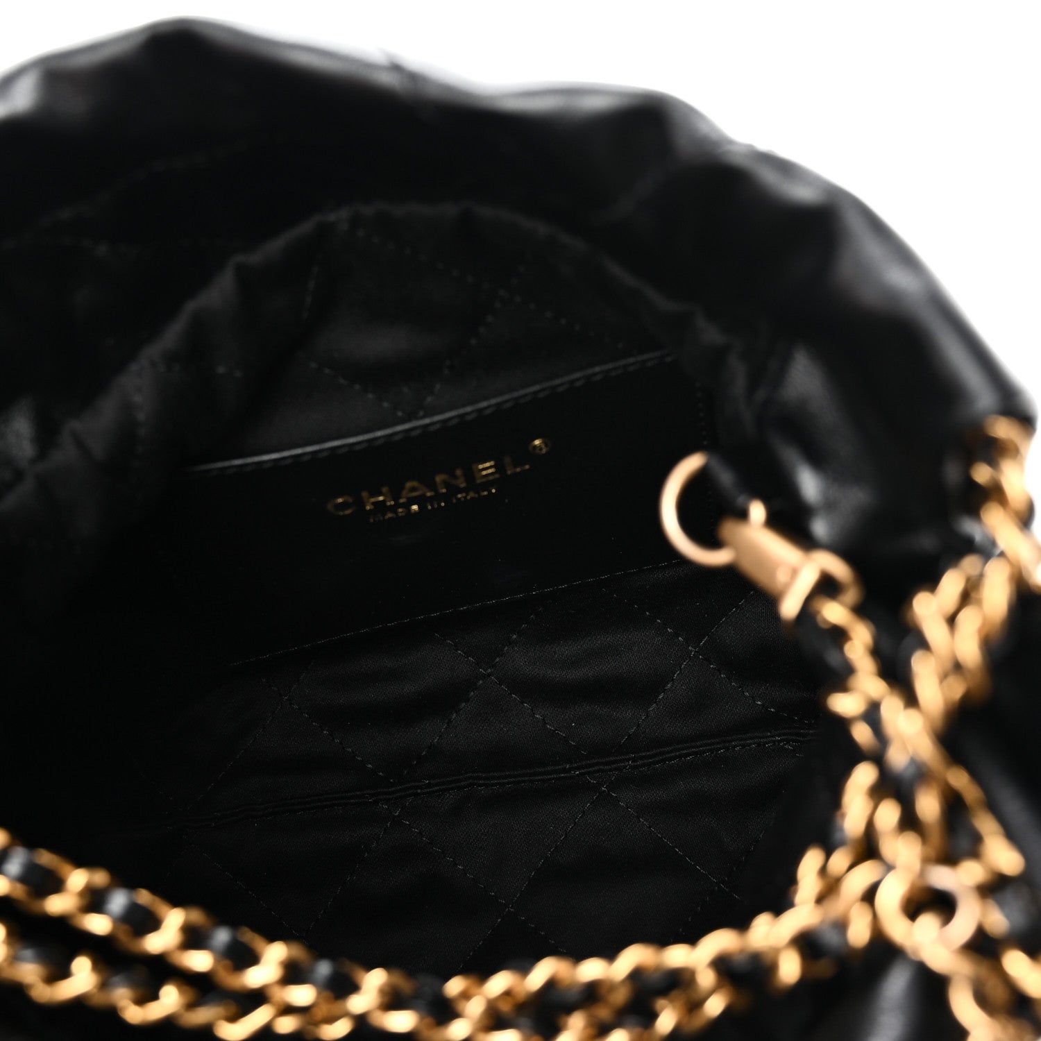 Shiny Calfskin Quilted Mini Chanel 22 Black