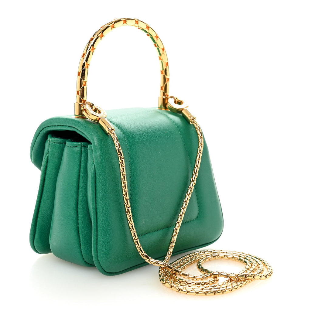 Calfskin Serpenti Reverse Micro Top Handle Emerald Green