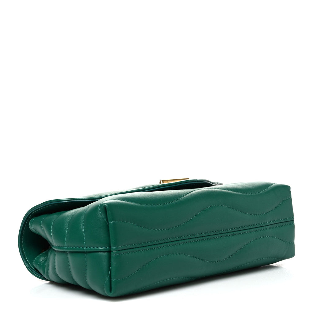 Calfskin New Wave Chain Bag MM NM Emerald