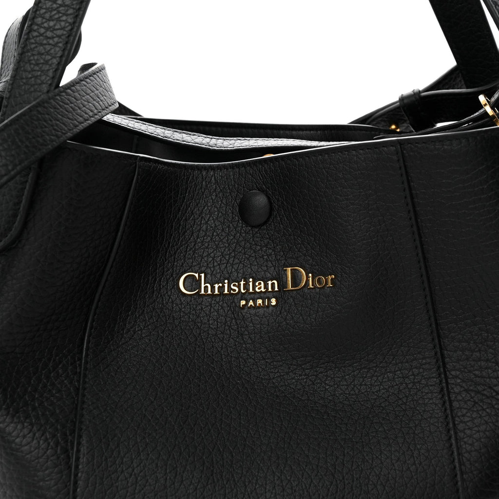 Calfskin Medium Signature Bucket Bag Black