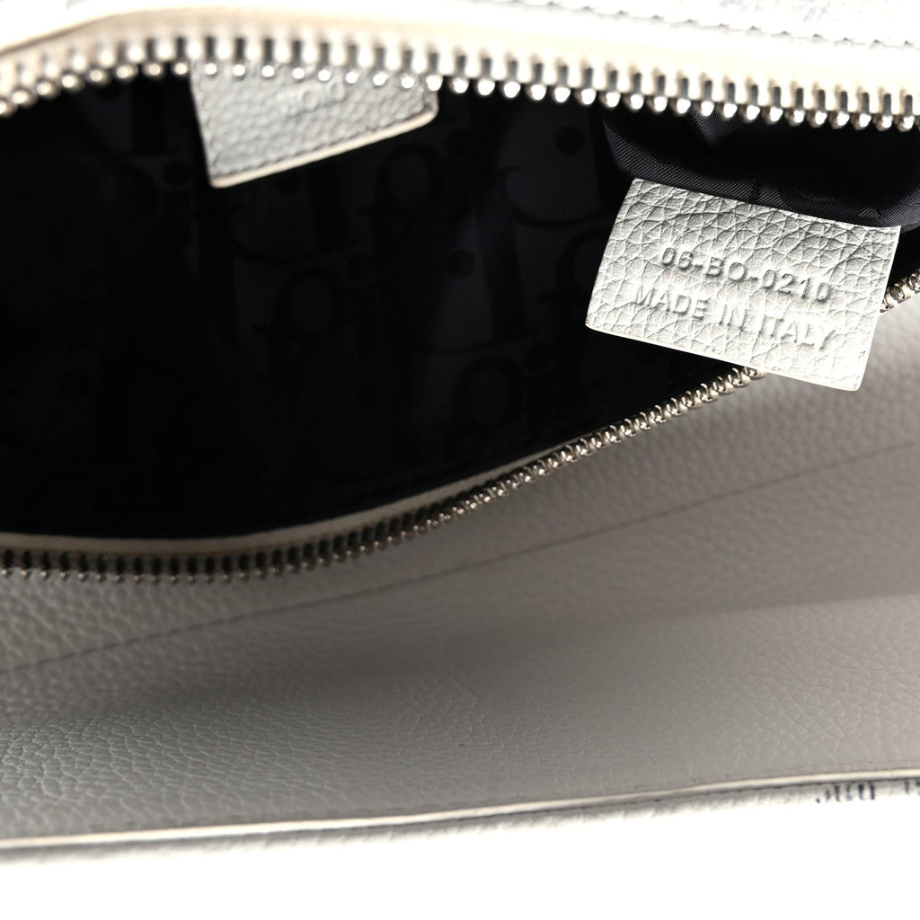 X Daniel Arsham Grained Calfskin Newspaper Print Saddle Bag White