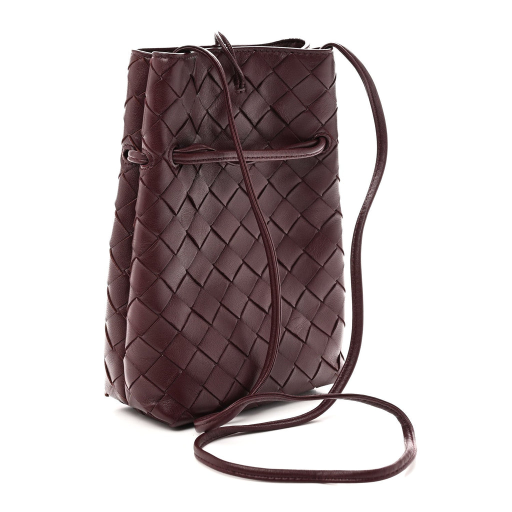 Nappa Intrecciato Andiamo Phone Pouch Deep Mahogany
