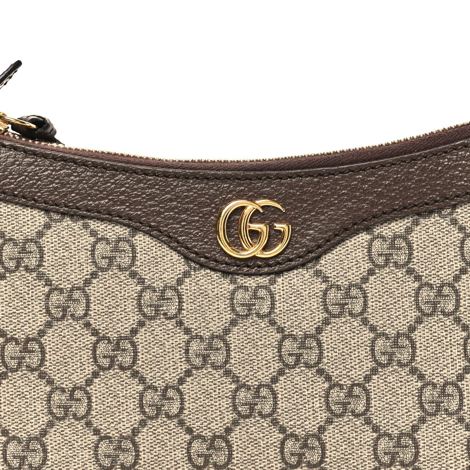 GG Supreme Monogram Textured Dollar Calfskin Small Ophidia Hobo Beige Ebony New Acero