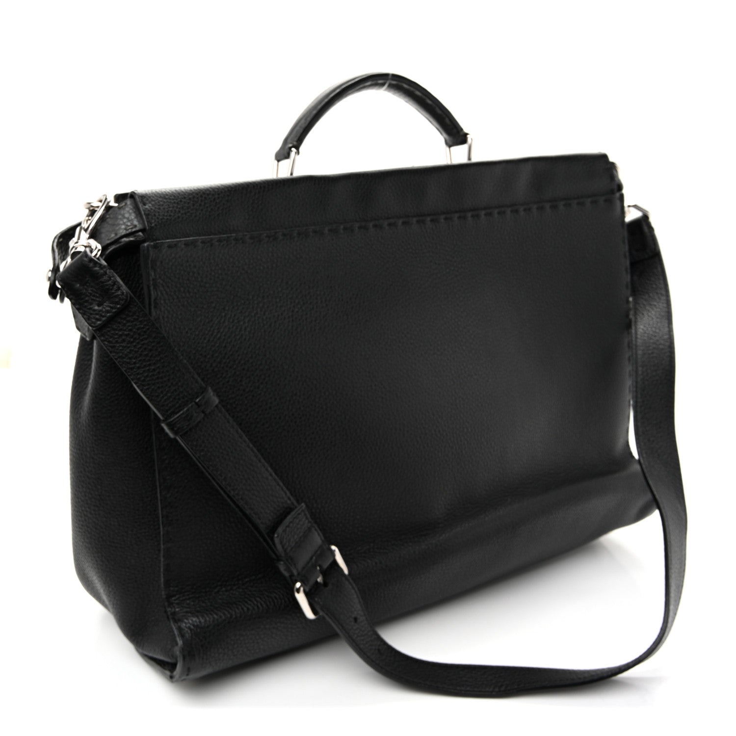 Cuoio Romano Selleria Metal Stitch Large Mens Peekaboo Iconic Essential Satchel Black