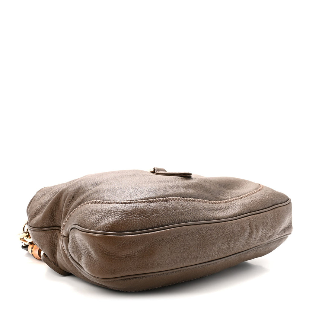 Pebbled Calfskin Medium New Jackie Shoulder Bag Brown