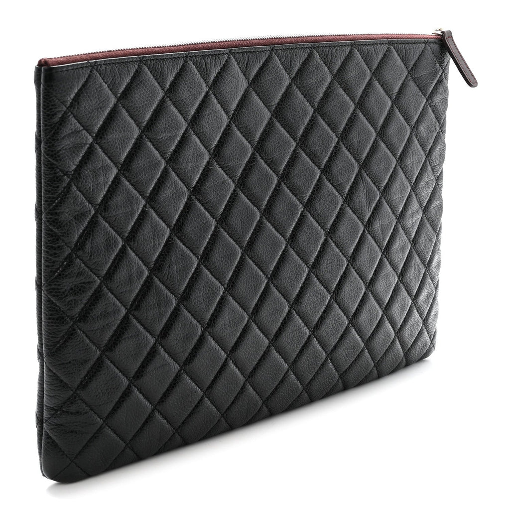 Caviar Quilted Large Cosmetic Case Black