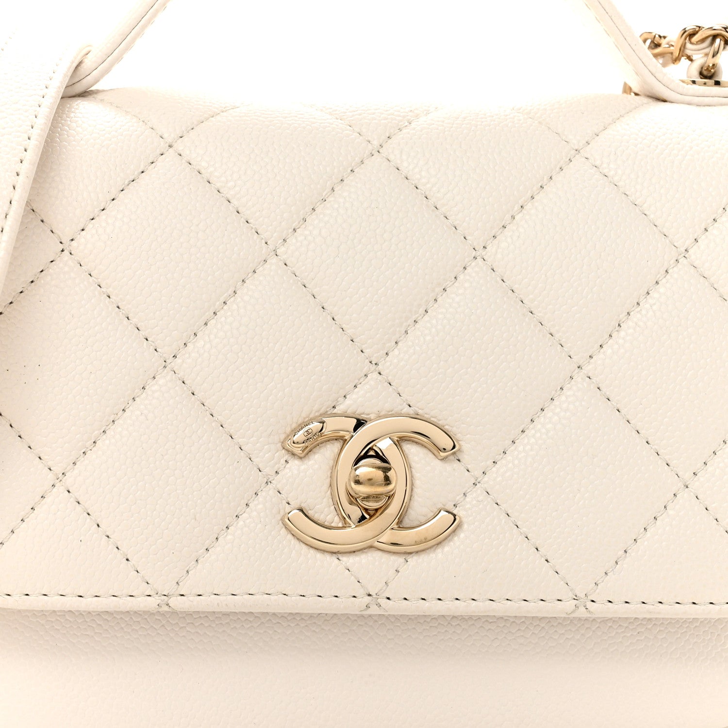 Caviar Quilted Small Business Affinity Flap White