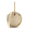 Crumpled Calfskin Cotton Small En Vogue Round Bag White