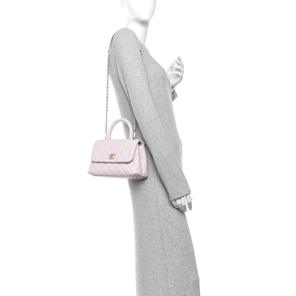 Caviar Quilted Mini Coco Handle Flap Lilac
