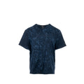 Chanel Size 42/44 20S Signature Logo with Crystal CC Logo Plaque T-shirt Cotton Navy Blue