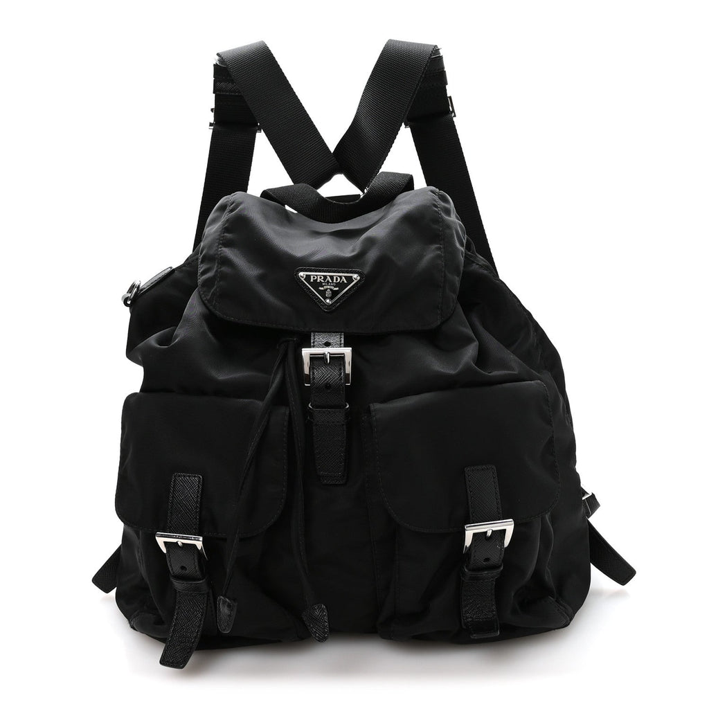 Re-Nylon Vela Saffiano Medium Backpack Black