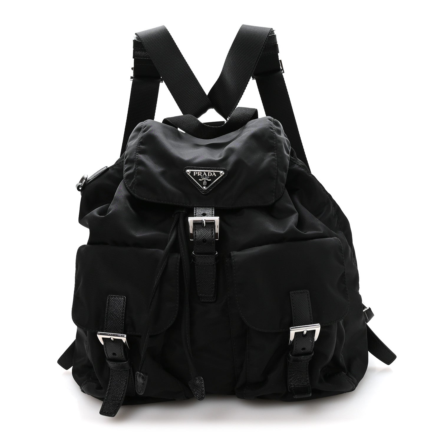 Re-Nylon Vela Saffiano Medium Backpack Black