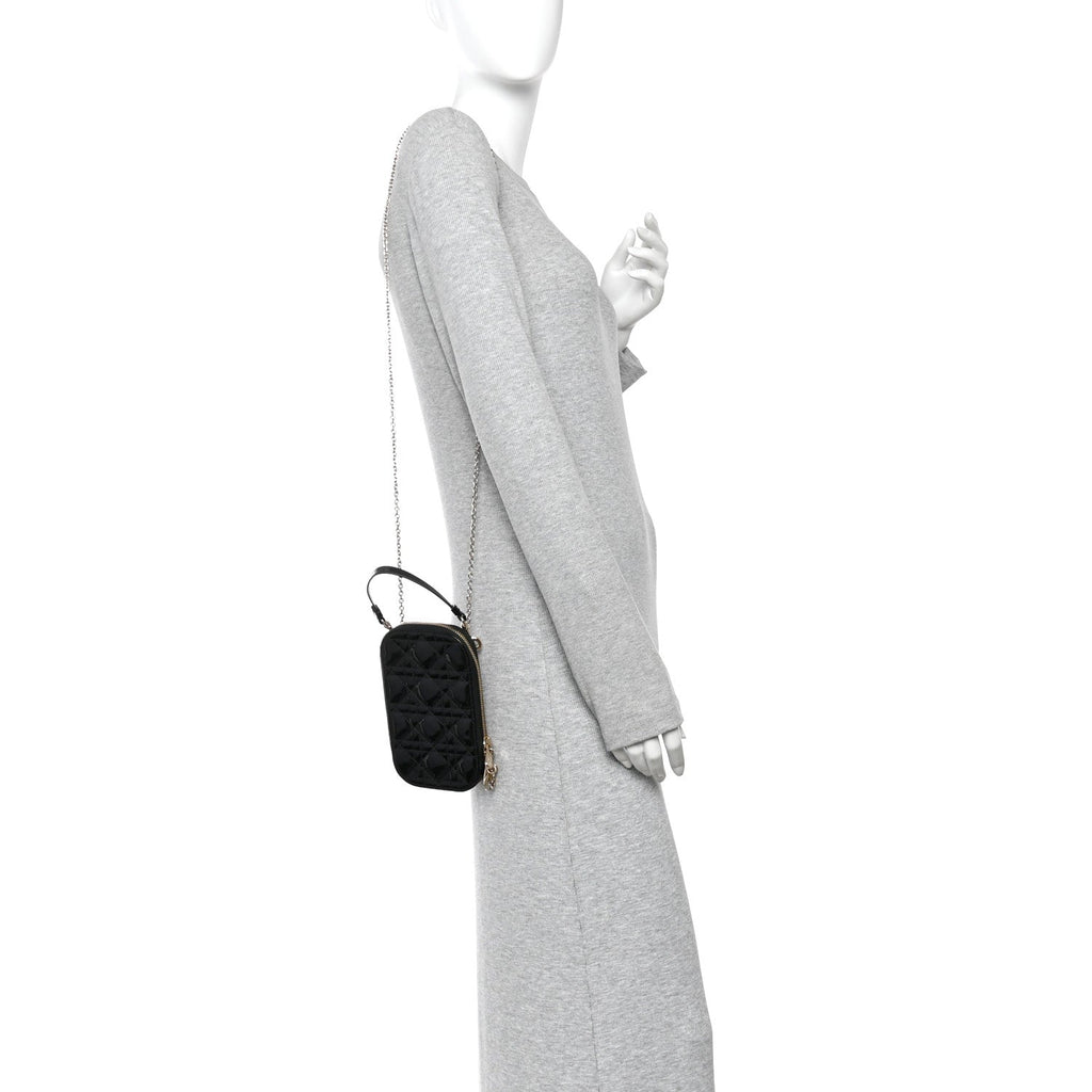 Patent Cannage Lady Dior Phone Holder Black