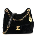 Velvet Quilted Small Wavy CC Hobo Black Hobo Black