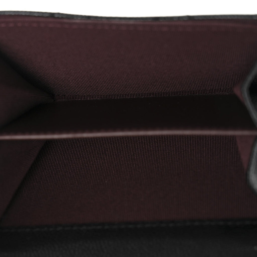 Caviar Quilted Flap Card Holder On Chain Black