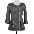 Chanel Coco Mark Button Lame Tweed Collarless Jacket