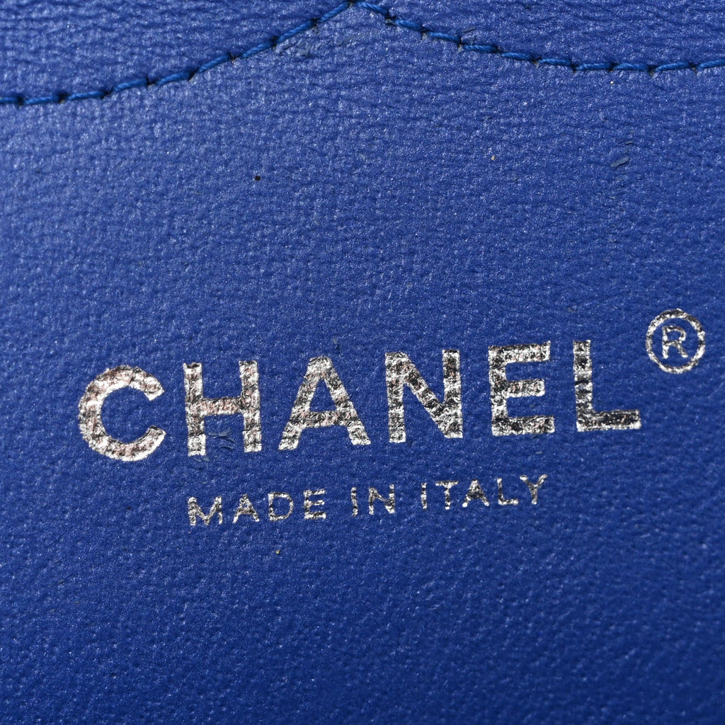 Patent Quilted Jumbo Double Flap Blue