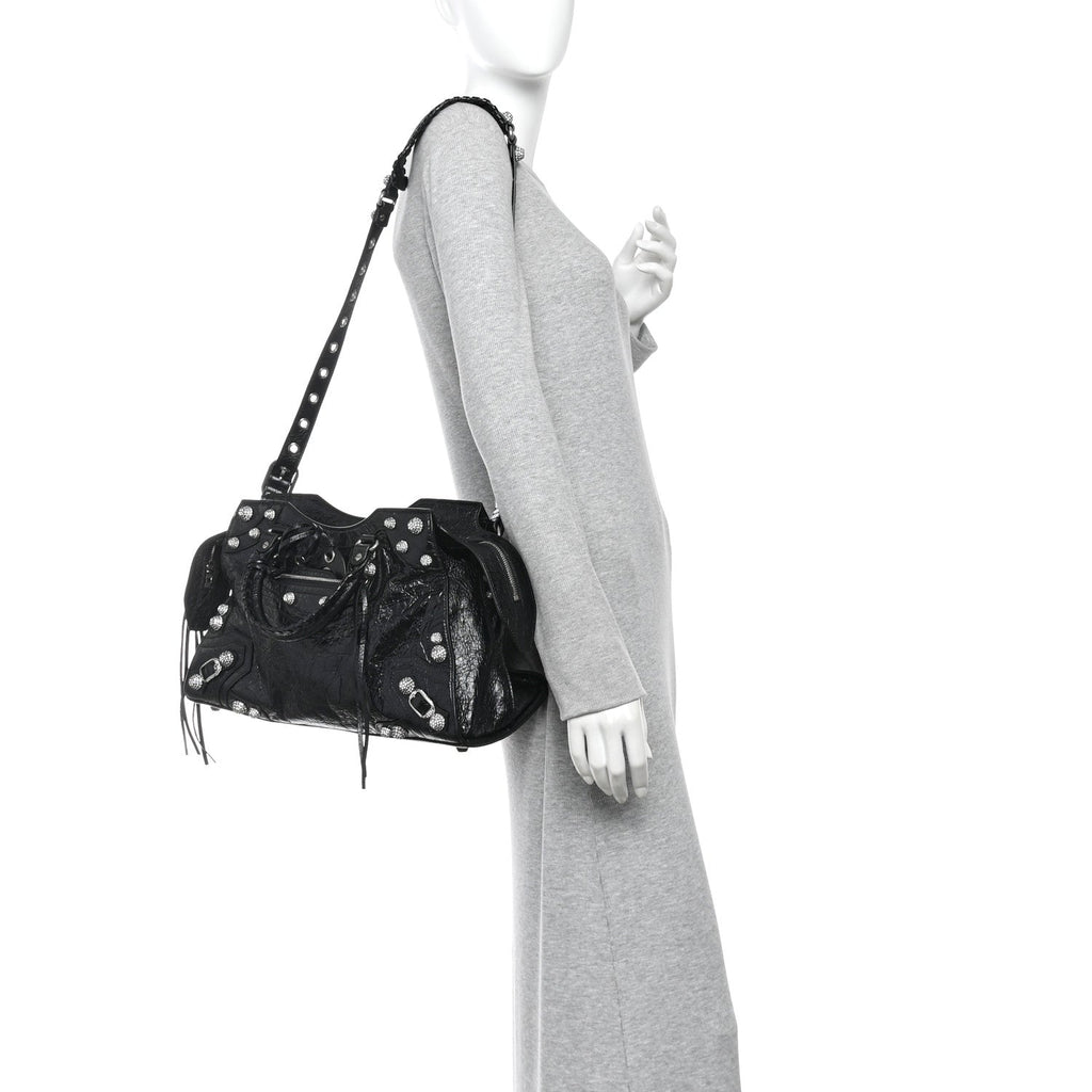 Agneau Arena Crystal Neo Cagole City Handbag Black