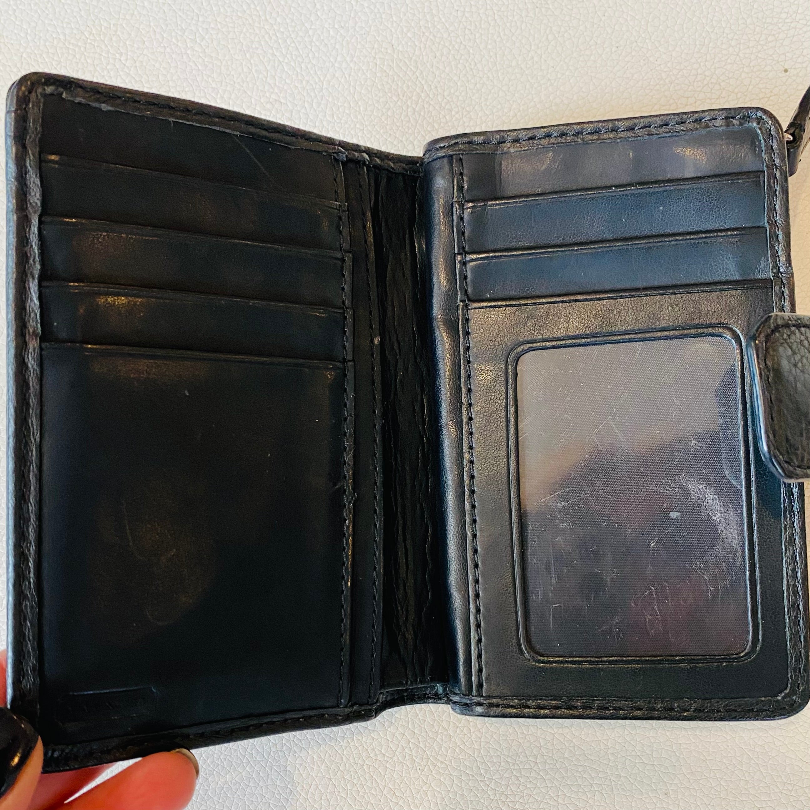 COACH Wallet Taylor Leather Compact Black Corner Zip