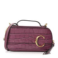 Calfskin Crocodile Embossed Mini C Vanity Bag Crushed Violet