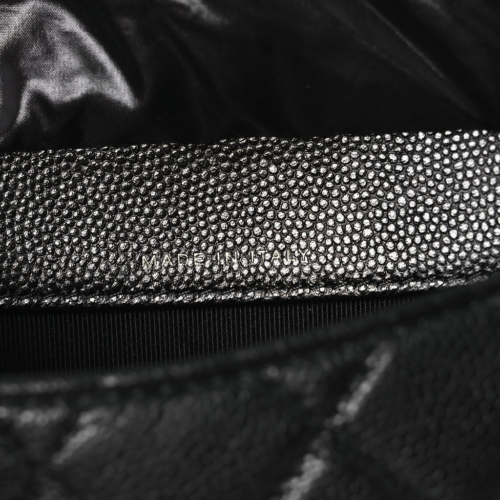 Caviar Fabric Graffiti Foldable Tote Bag With Chain Black Multicolor