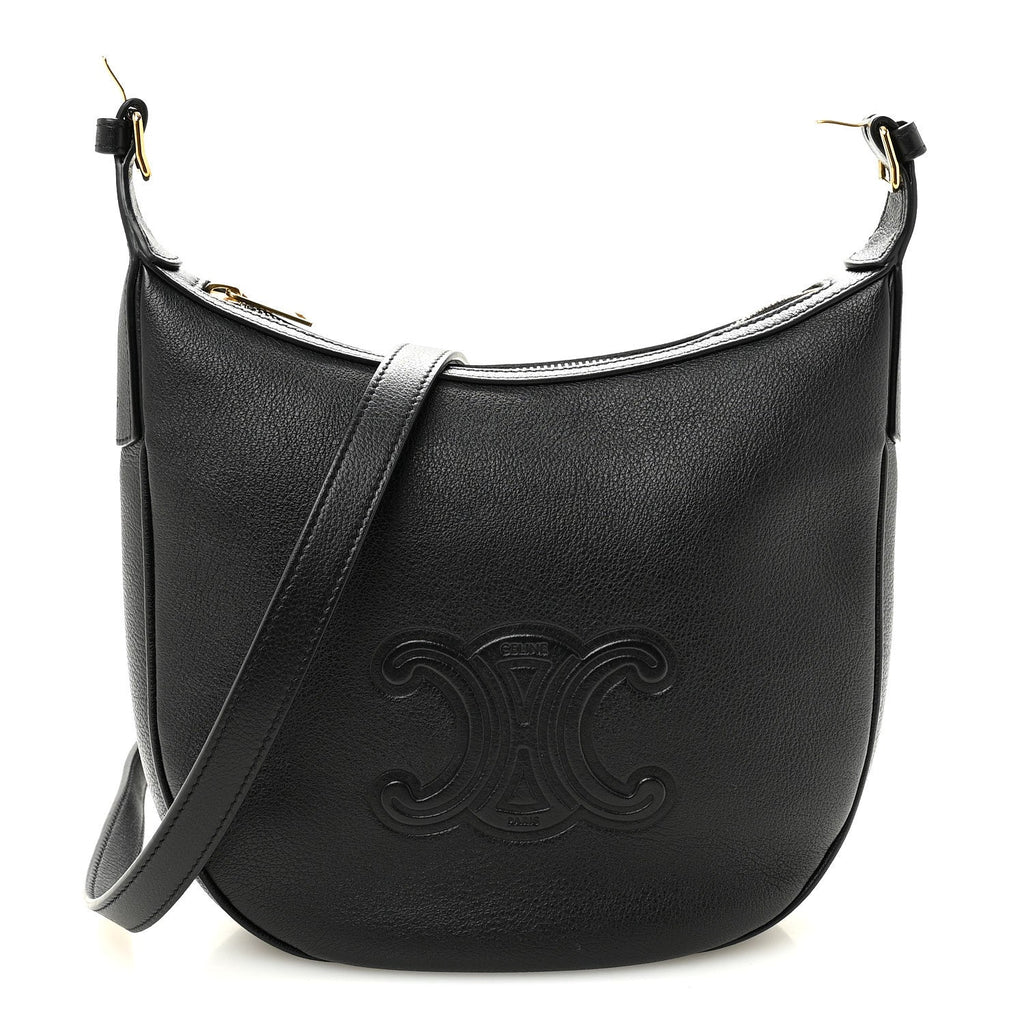 Supple Calfskin Cuir Triomphe Small Heloise Shoulder Bag Black