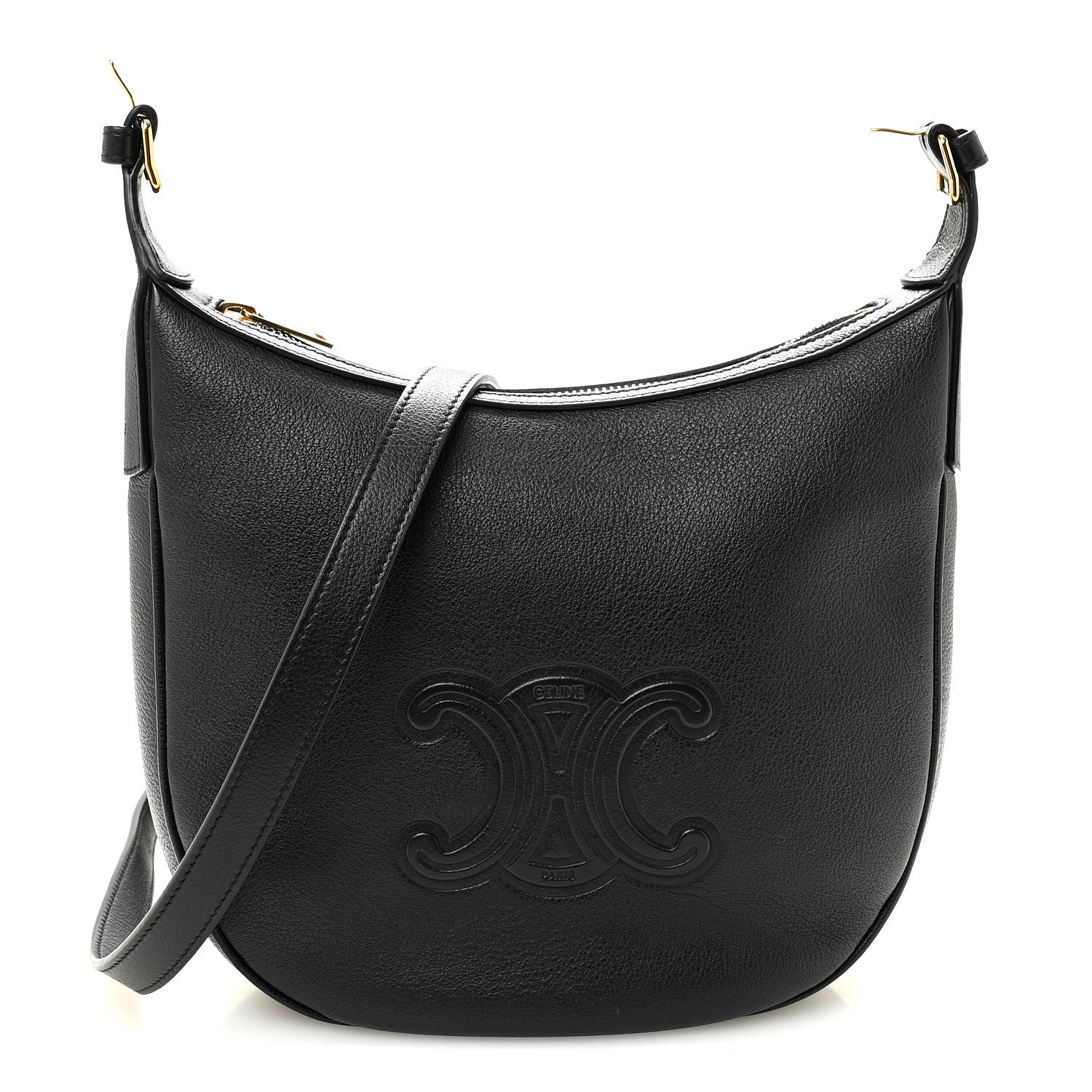 Supple Calfskin Cuir Triomphe Small Heloise Shoulder Bag Black