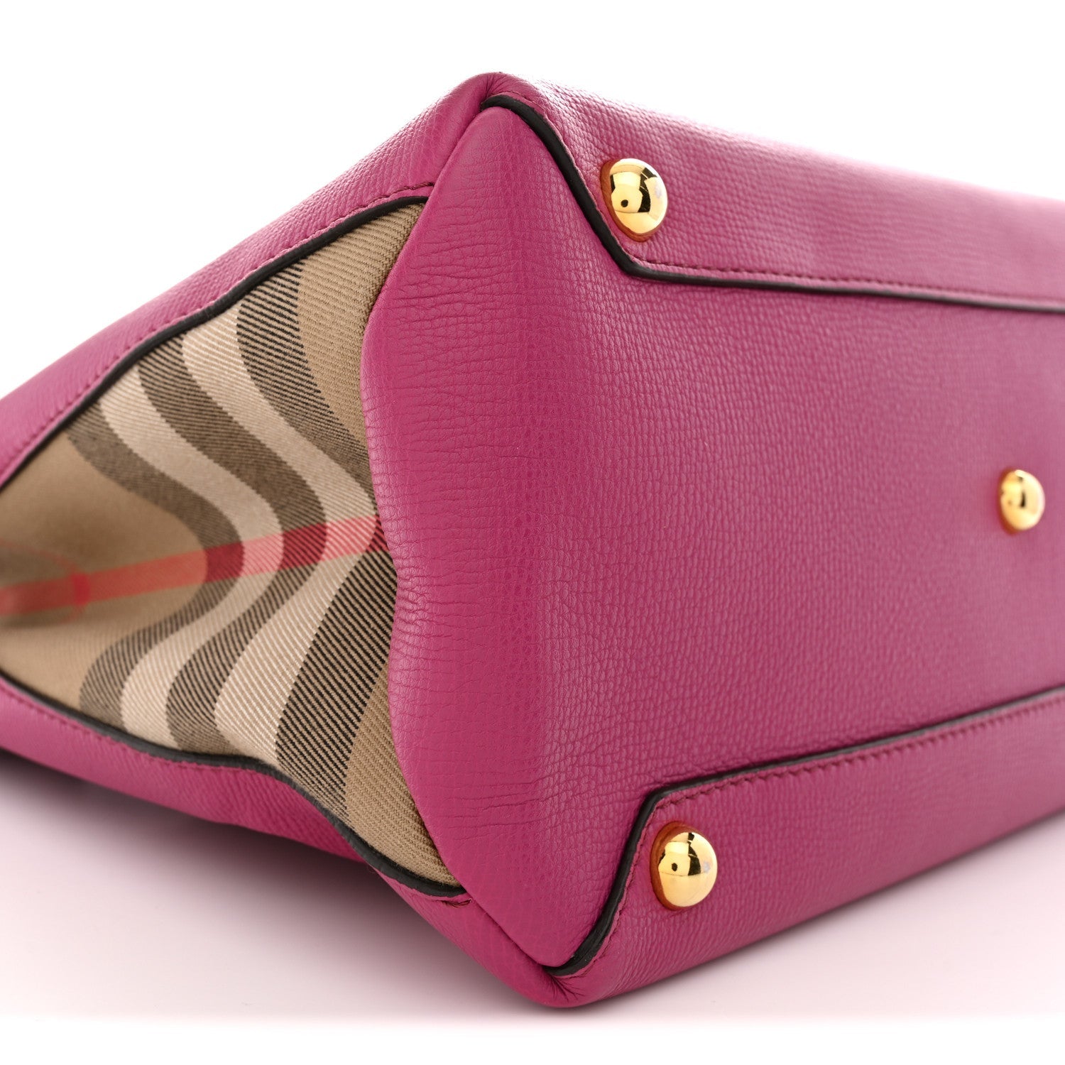 Grainy Calfskin House Check Medium Banner Tote Brilliant Fuchsia