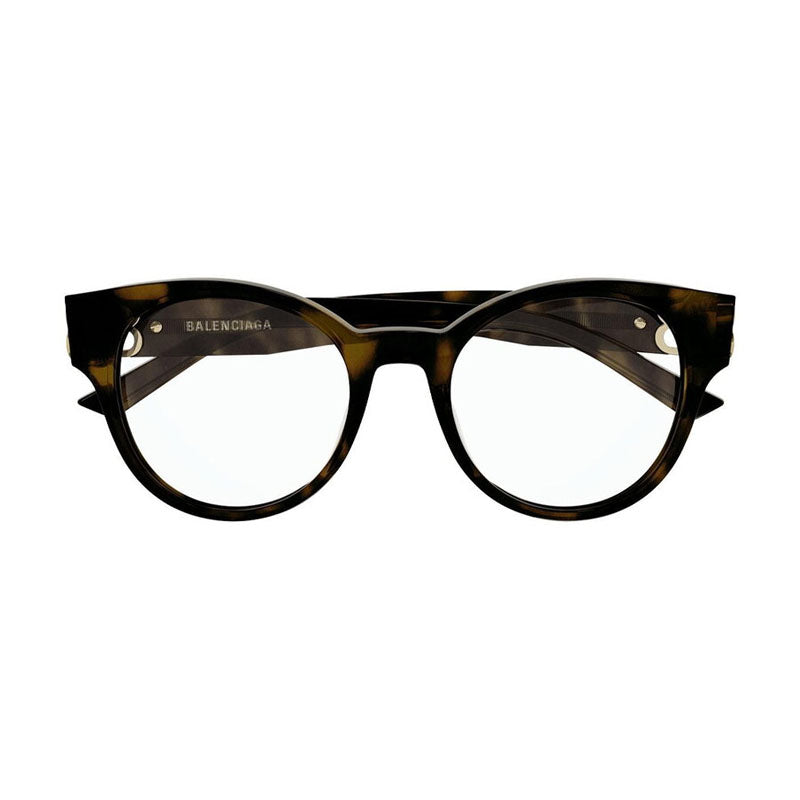 Balenciaga Eyeglasses Oval Full Rim, Dark Havana Frame and Clear Demo Lenses Lens BB0173O002