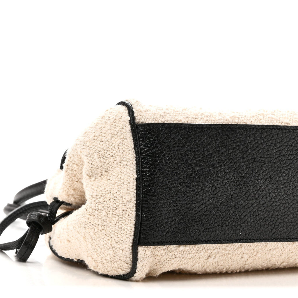 Grained Calfskin Boucle Urban Essentials Small Shopping Bag Black Ivory