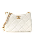 Lambskin Quilted Mini Pearl Crush Hobo White