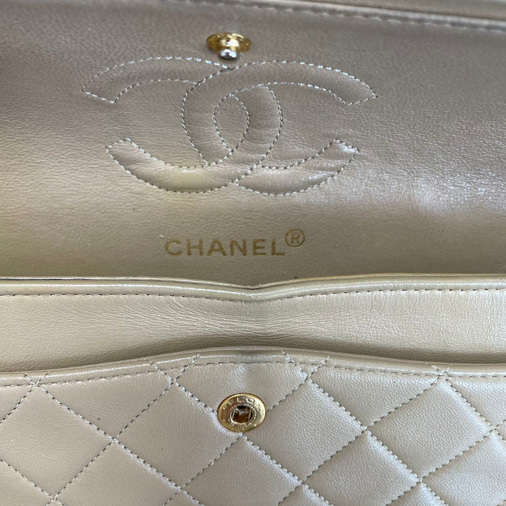 Chanel Vintage Beige Small Double Flap Bag 1991