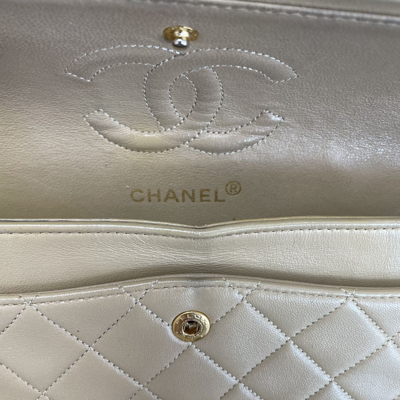 Chanel Vintage Beige Small Double Flap Bag 1991