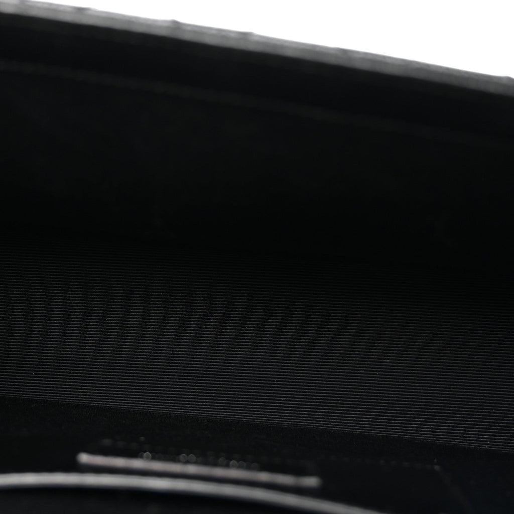 Grain De Poudre Textured Mixed Matelasse Triquilt Medium Monogram Monochrome Satchel Black